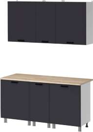 Кухня Аленушка 1,6м в.3 Магнолия Сталь,скоба черный,сонома Кухня Аленушка 1,6м в.3 Магнолия Сталь,скоба черный,сонома