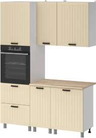 Кухня Аленушка 1,6м ПД Орхидея Крем,скоба черный,сонома Кухня Аленушка 1,6м ПД Орхидея Крем,скоба черный,сонома