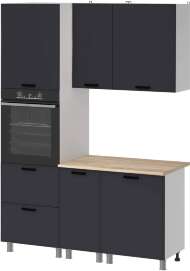 Кухня Аленушка 1,6м ПД Магнолия Сталь,скоба черный,сонома Кухня Аленушка 1,6м ПД Магнолия Сталь,скоба черный,сонома