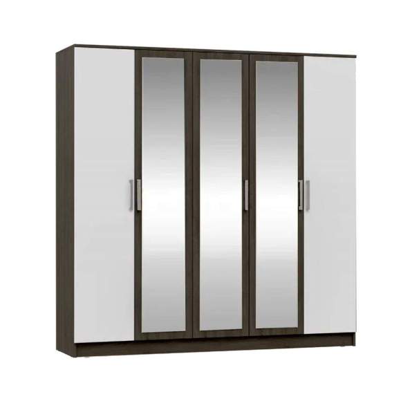 Шкаф 5-дверный с зеркалами 2000 Мартина (МИФ) Белый / Венге