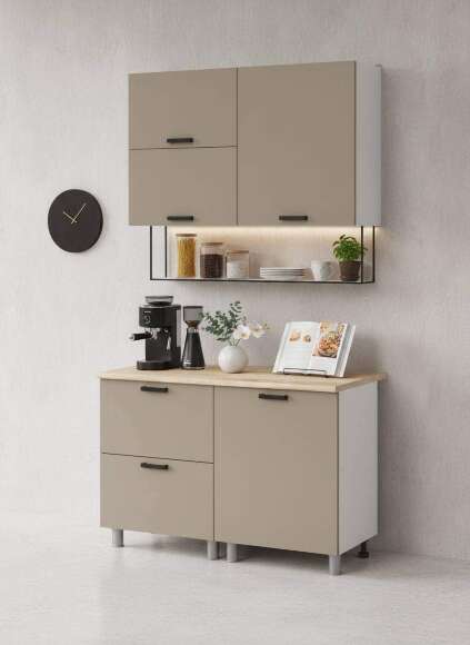 МК Аленушка 1,2м с ящ.в 2 Орешник Матовый Вижен,скоба черный,сонома (без столешницы)