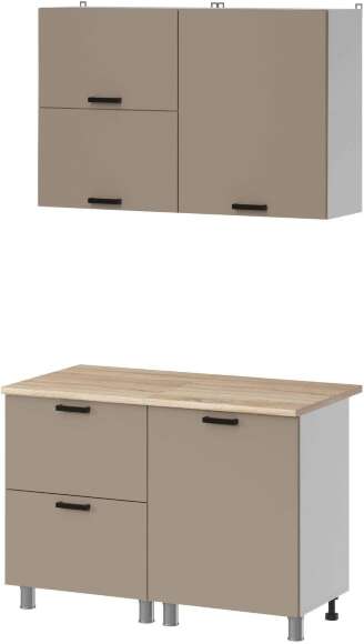 МК Аленушка 1,2м с ящ.в 2 Орешник Матовый Вижен,скоба черный,сонома (без столешницы)