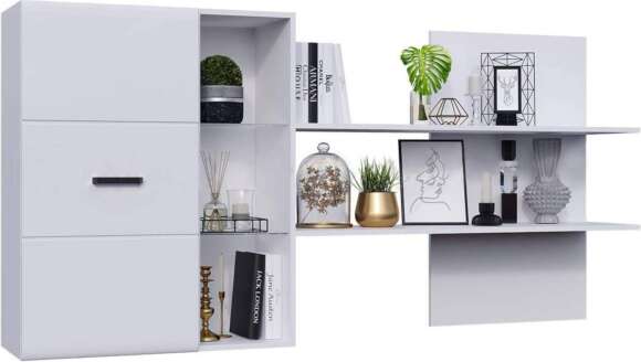 Шкаф навесной с полкой Нэнси New белый глянец / белый