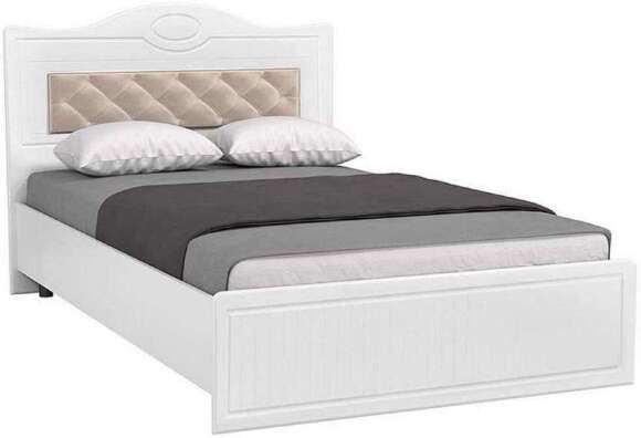 Кровать 1200 с мягким элементом Монако МН-7 + МН-7А белое дерево