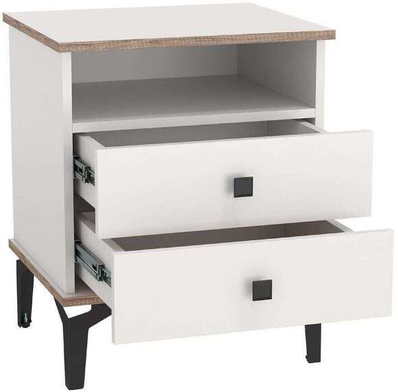 Тумба прикроватная 51.17 Либерти опора h=150мм Белый / Дуб Каньон