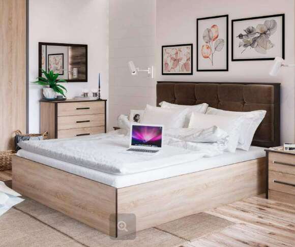 Кровать 160х200 Лирика ЛК-2 с настилом из ДСП (Велюр Кофейный) ТЭКС