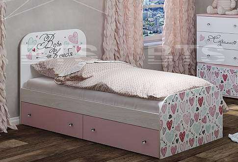 Кровать 80х186 с ящиками Малибу КР-10 (с настилом ЛДСП)