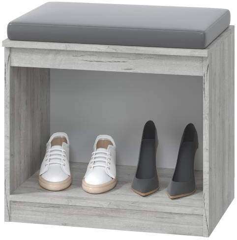 Тумба с мягким сиденьем Лори (MLK) Дуб серый/Белый