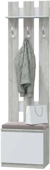 Тумба с мягким сиденьем Лори (MLK) Дуб серый/Белый