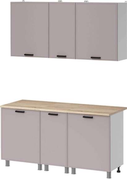 Кухня Аленушка 1,6м в.3 Магнолия Кашемир,скоба черный,сонома Кухня Аленушка 1,6м в.3 Магнолия Кашемир,скоба черный,сонома