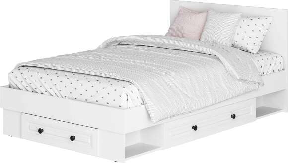 Кровать с реечным настилом и ящиками Софт КР-06 (1,2), Белый