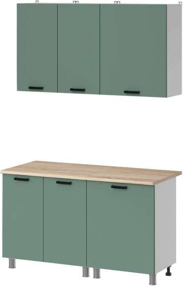 МК Аленушка 1,4м Орешник Матовая Мята,скоба черный,сонома