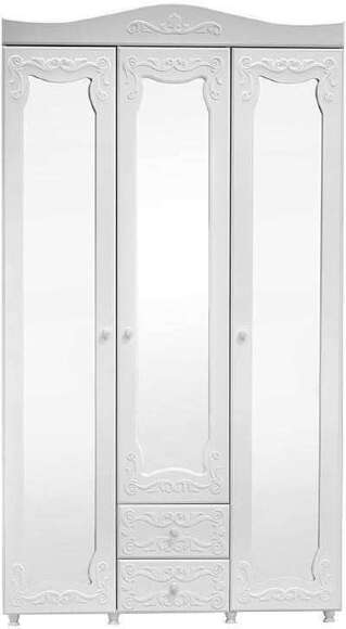 Шкаф 3-х дверный с ящиками и зеркалами Италия ИТ-58 белое дерево Шкаф 3-х дверный с ящиками и зеркалами Италия ИТ-58 белое дерево