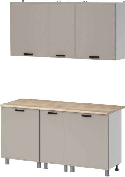 Кухня Аленушка 1,6м в.3 Магнолия Керамика,скоба черный,сонома Кухня Аленушка 1,6м в.3 Магнолия Керамика,скоба черный,сонома