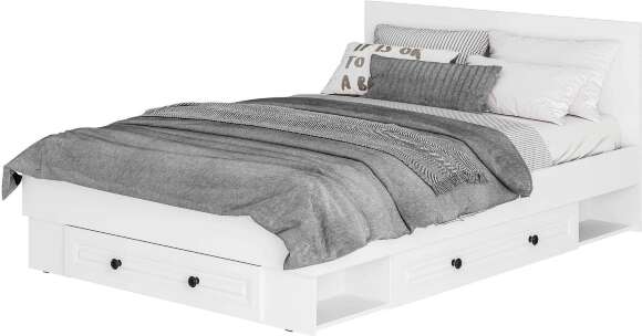 Кровать с реечным настилом и ящиками Софт КР-11 (1,4), Белый Кровать с реечным настилом и ящиками Софт КР-11 (1,4), Белый
