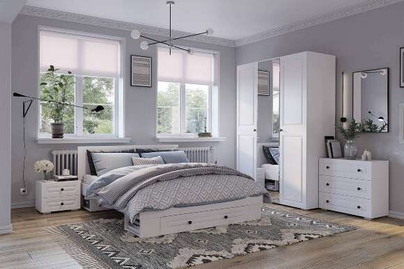 Кровать с реечным настилом и ящиками Софт КР-11 (1,4), Белый Кровать с реечным настилом и ящиками Софт КР-11 (1,4), Белый