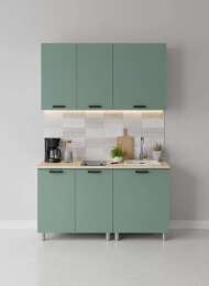 МК Аленушка 1,4м Орешник Матовая Мята,скоба черный,сонома (без столешницы)