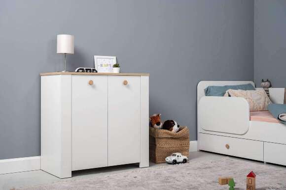 Комод 16.228.02 Джастин Белый шагрень, Дуб Белый Комод 16.228.02 Джастин Белый шагрень, Дуб Белый