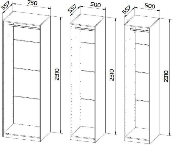 Гардеробная Квадро комплект 1.1 (1750), Дуб Вотан Гардеробная Квадро комплект 1.1 (1750), Дуб Вотан