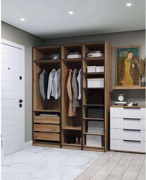 Гардеробная Квадро комплект 1.1 (1750), Дуб Вотан Гардеробная Квадро комплект 1.1 (1750), Дуб Вотан