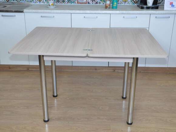 Симпл стол обеденный раскладной с ящиком / Ясень шимо светлый/хром