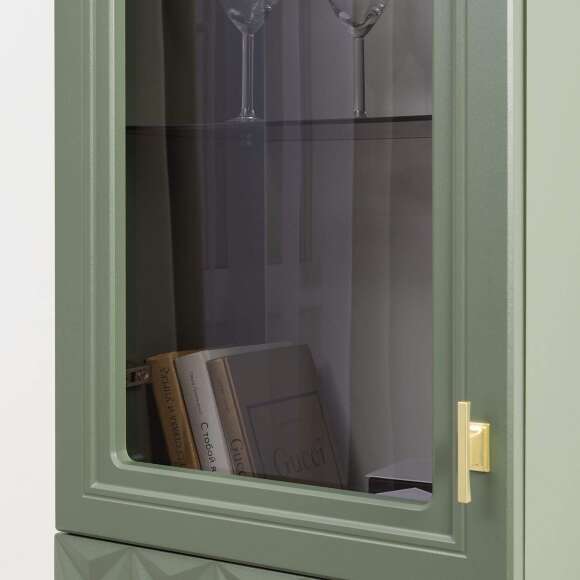 Марион шкаф навесной 16.334 Дымчатый зеленый / Олива шагрень Марион шкаф навесной 16.334 Дымчатый зеленый / Олива шагрень