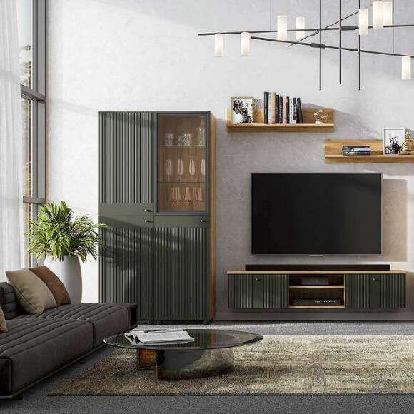 Шкаф-витрина Милан (SV-Мебель) Олива Софт