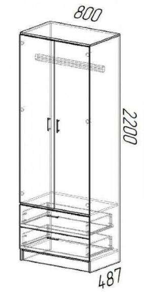 Шкаф двухдверный ДУЭТ (Эра) Белый