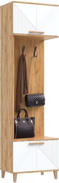Ирис Прихожая Шкаф с вешалками (Браш Вайт, Дуб Крафт)