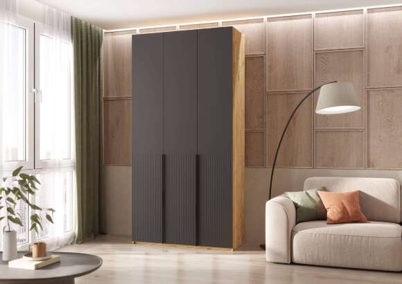 Марвэл Шкаф 3-х ств. (1200) (Браш Графит, Дуб Крафт) Марвэл Шкаф 3-х ств. (1200) (Браш Графит, Дуб Крафт)