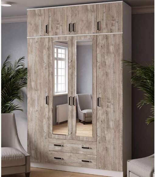 Шкаф для одежды и белья с антресолью Лагуна 160 см, белый/дуб юкон