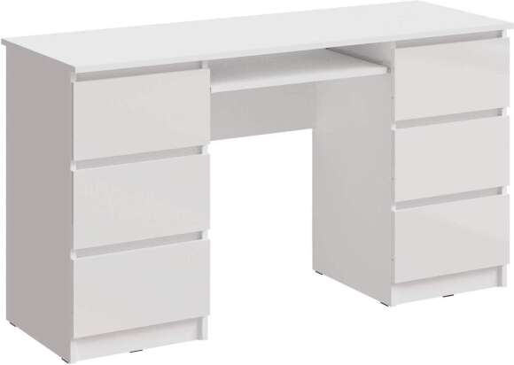 Стол письменный Челси 6 ящиков белый глянец / белый