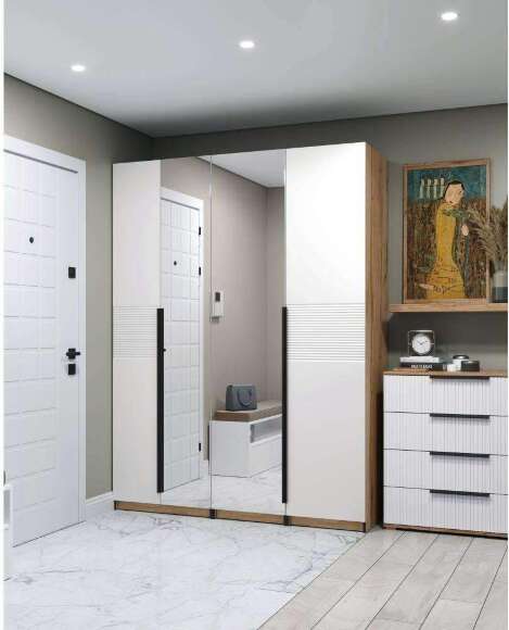 Гардеробная Квадро комплект 1.2 (1750), Дуб Вотан, Белый