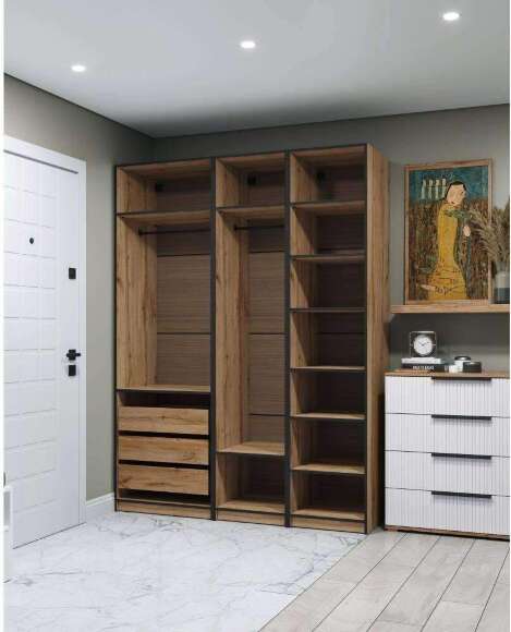 Гардеробная Квадро комплект 1.2 (1750), Дуб Вотан, Белый