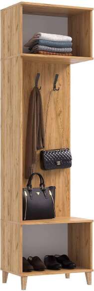 Ирис Прихожая Шкаф с вешалками (Браш Графит, Дуб Крафт)