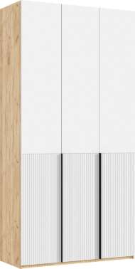 Марвэл Шкаф 3-х ств. (1200) с доп.ящиками (Браш Вайт, Дуб Крафт)