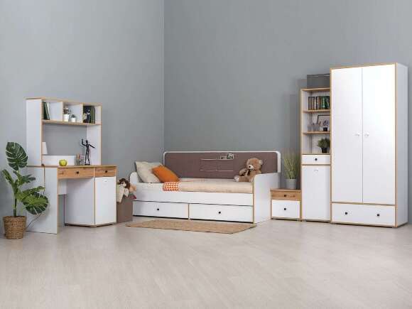 Молодежная Вуди белый/дуб золотой