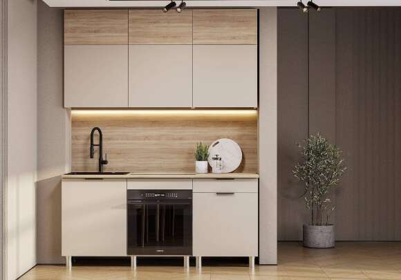 Кухонный гарнитур "Сити Стайл" (1,8м) Меланж/Дуб Сонома