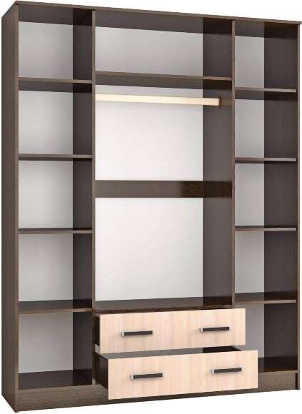 Шкаф для одежды и белья с антресолью Лагуна 160 см, венге/дуб молочный