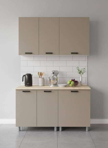 МК Аленушка 1,4м Орешник Матовый Вижен,скоба черный,сонома (без столешницы)