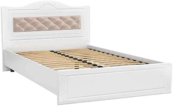 Кровать 1400 с мягким элементом Афина АФ-8 + АФ-8А белое дерево