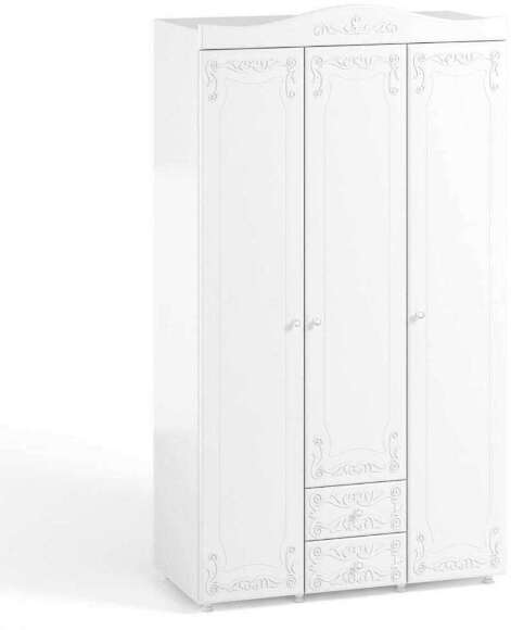 Шкаф 3-х дверный с ящиками Италия ИТ-56 белое дерево Шкаф 3-х дверный с ящиками Италия ИТ-56 белое дерево