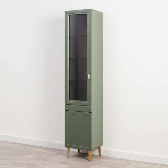 Марион шкаф-витрина 16.397.01 Дымчатый зеленый / Олива шагрень Марион шкаф-витрина 16.397.01 Дымчатый зеленый / Олива шагрень