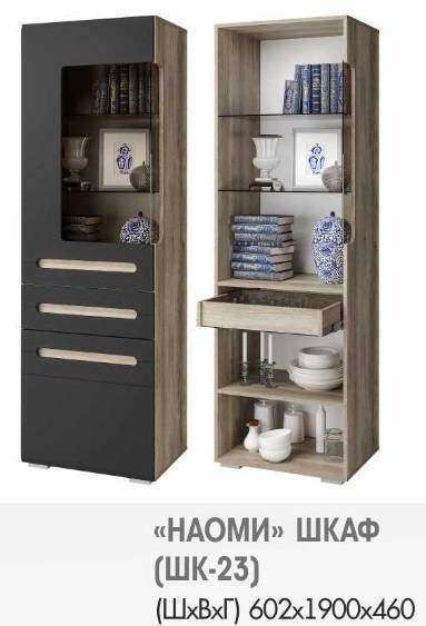 Шкаф-витрина Наоми ШК-23 (БТС) Графит