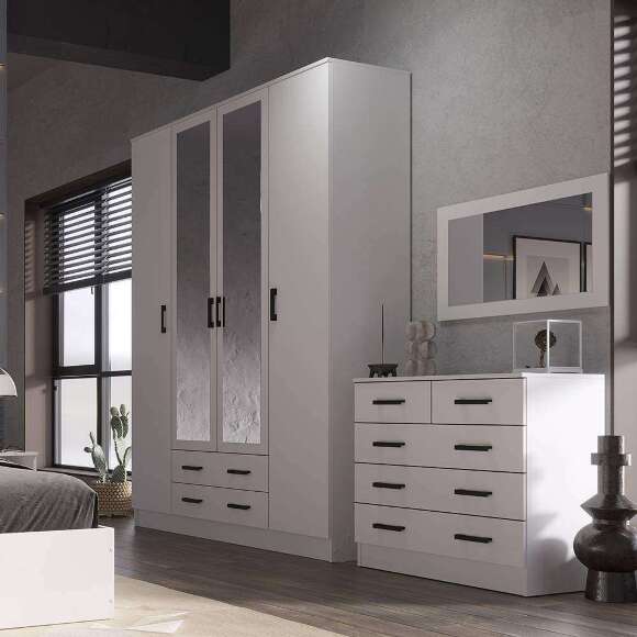 Шкаф четырехдверный КВАДРО (Эра) Белый