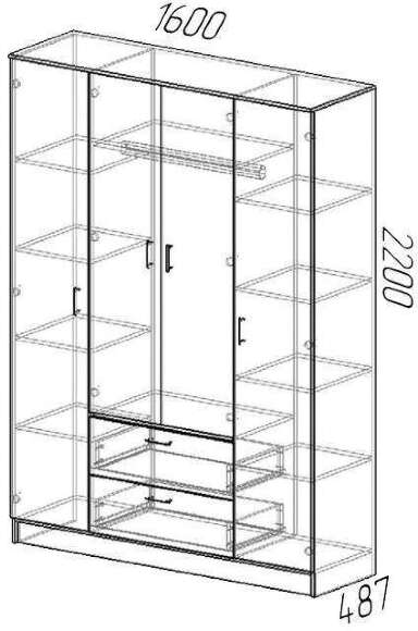 Шкаф четырехдверный КВАДРО (Эра) Белый