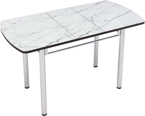 Стол раздвижной с фотопечатью мрамор белый тонкий