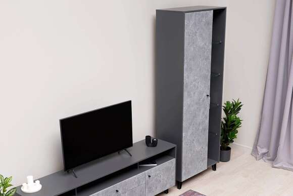 Шкаф Оливия графит / мрамор глянец