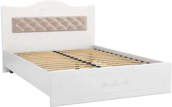 Кровать 1400 с мягким элементом Италия ИТ-8 + ИТ-8А белое дерево