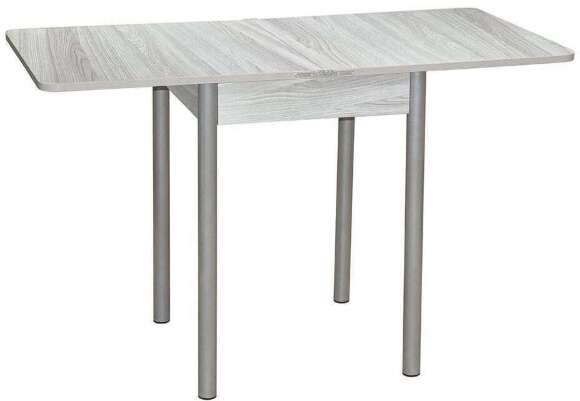 Эко 60х60 стол обеденный раскладной / Ясень светлый/металлик